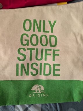 Origins Green "Only Good Stuff Inside" Canvas Tote